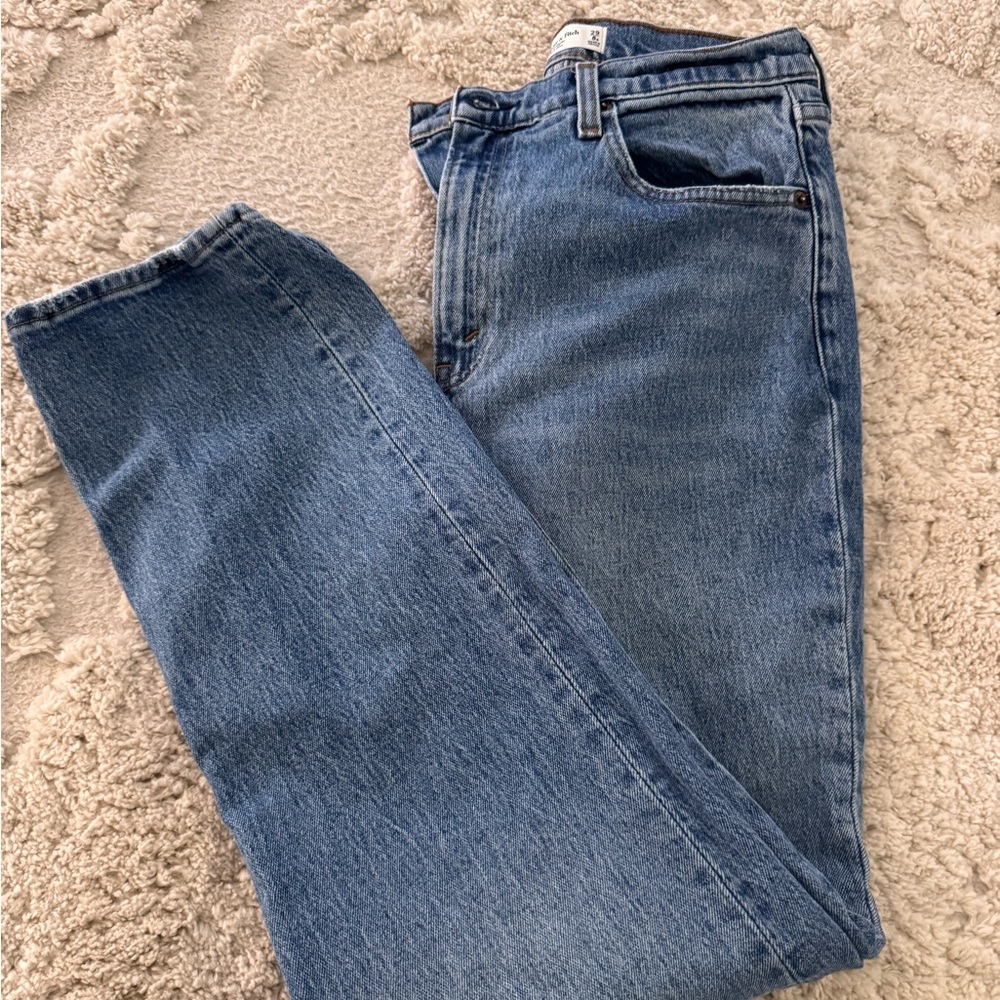 Abercrombie & Fitch Light Blue Ultra High-Rise Straight Jeans